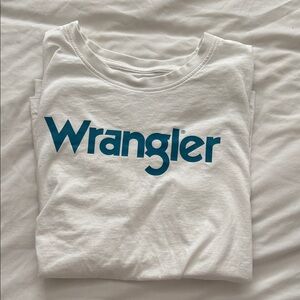 Wrangler White Tee with Blue Logo
